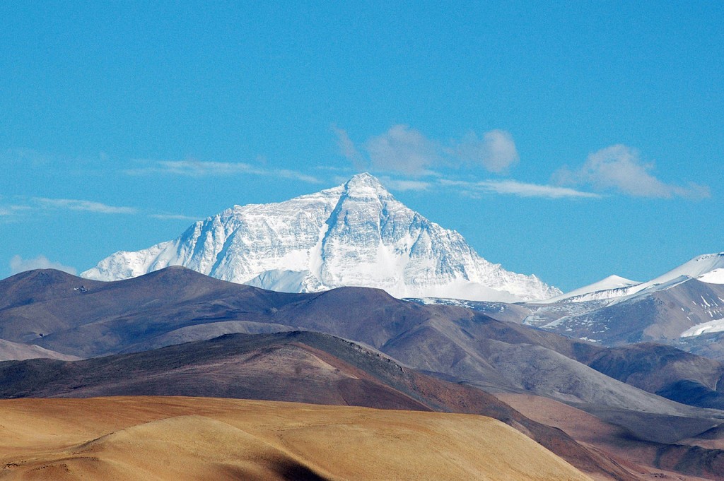 Mount Everest as seen from the Tibetan plateau