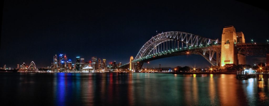 The Harbour Bridge and Opera House viewed from the north east